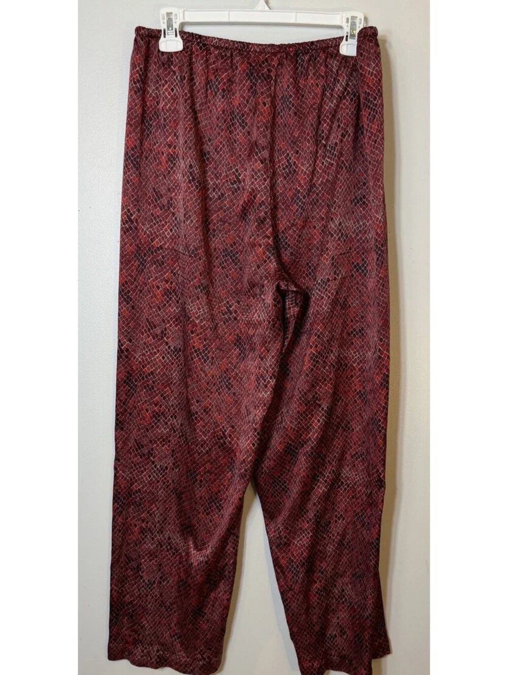 Victoria Secret Satin Pajama Set Med Red Black Snakeskin Print Button Up PJ GUC